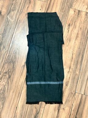 Men's Black Scarf with Subtle Gray Stripe Accent
